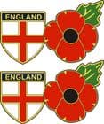 ENGLAND SHIELD FLAG AND POPPY STICKER